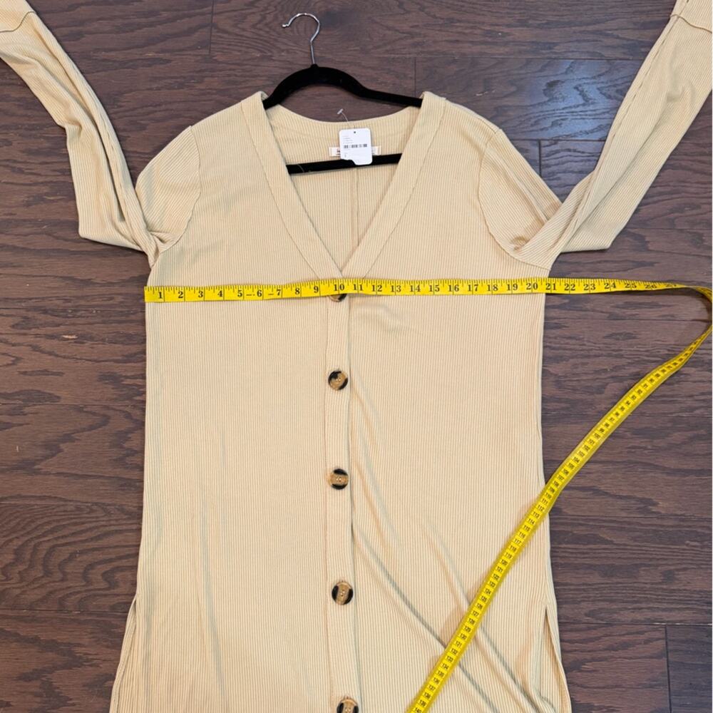 We The Free Perfect Match Longline Cardigan Duster Tan Ribbed Size Large NWT - Picture 4 of 9